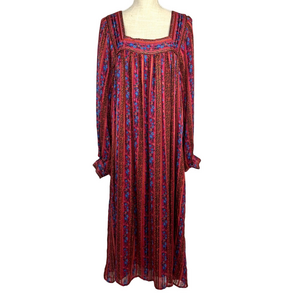 Sweet Baby Jamie Red Floral Boho Midi Dress Women's XL